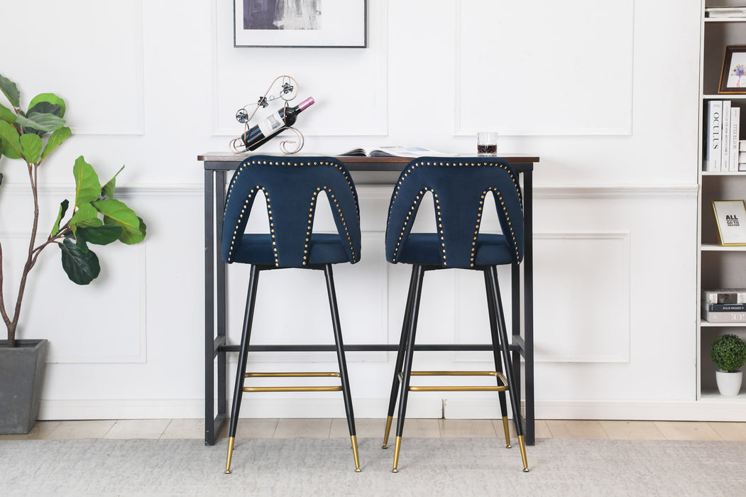 Velvet Upholstered Connor 28" Bar Stool & Counter Stools,Set of 2