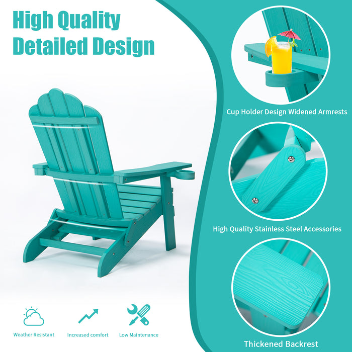 TALE Folding Adirondack Chair with Pullout Ottoman with Cup Holder, Oaversized, Poly Lumbe