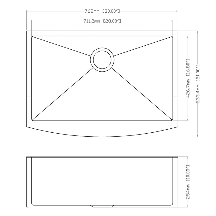 30 inch Farmhouse Kitchen Sink, 16 Guage Stainless Steel Single Bowl Sink with Bottom Grid and Strai