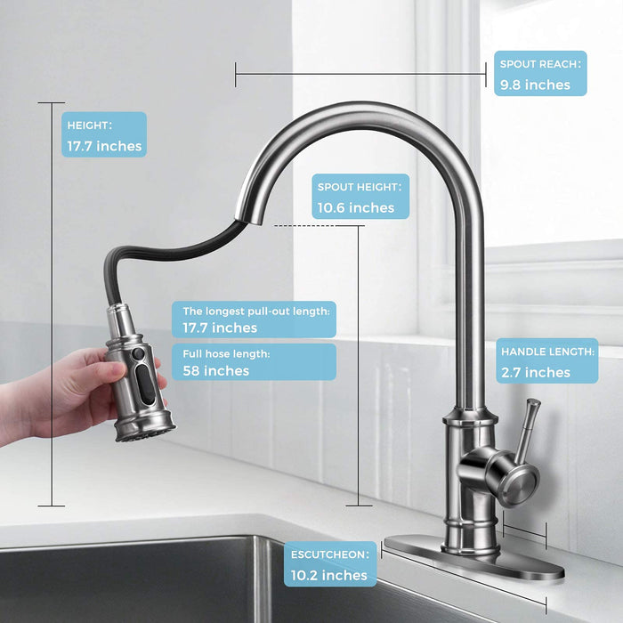 Kitchen Faucet- 3 Modes Pull Down Sprayer Kitchen Tap Faucet Head