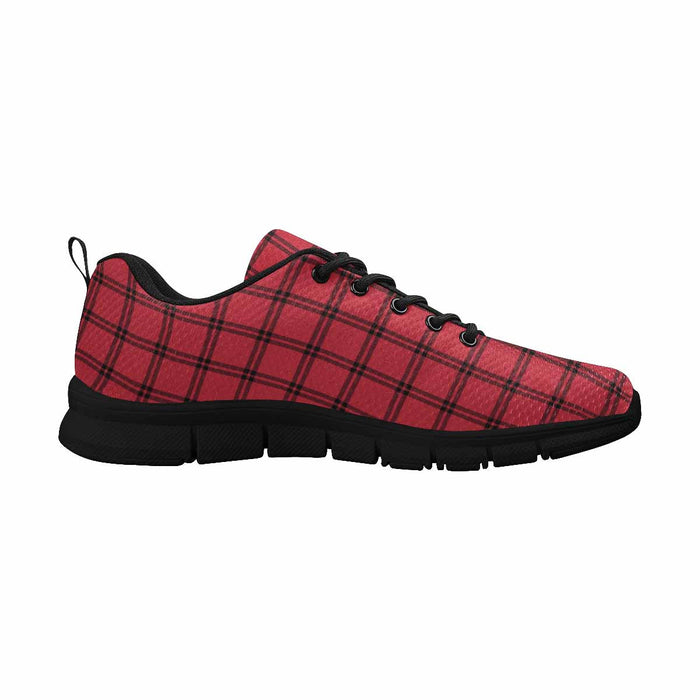 Uniquely You Sneakers for Men,   Buffalo Plaid Red and Black - Running