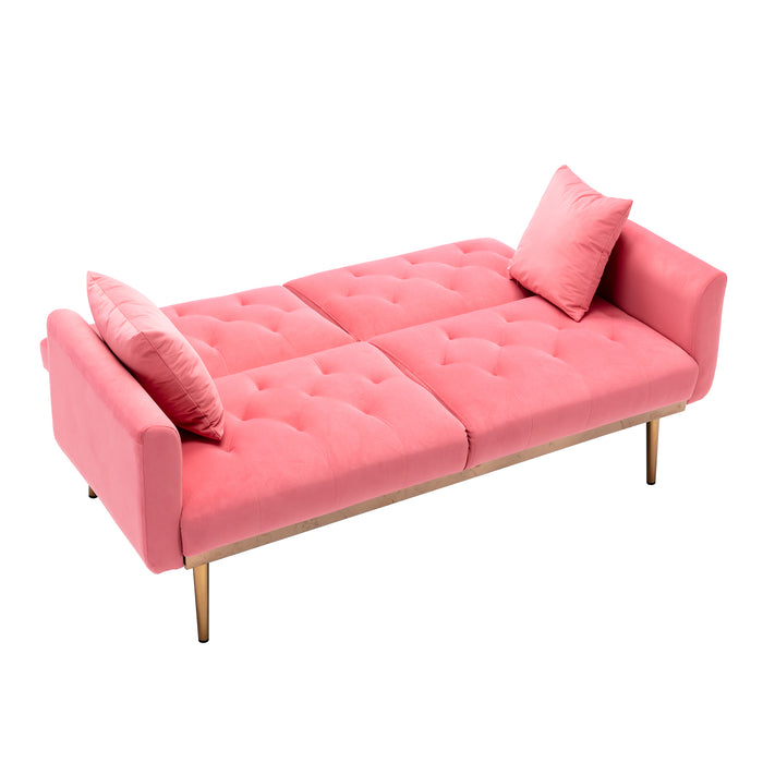 Velvet Sofa , Accent sofa .loveseat sofa with rose gold metal feet