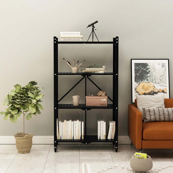 3/4/5-Tier Foldable Shelf, Heavy Duty Metal Rack Storage Shelving Units with Wheels, for Home Office Kitchen Garage,