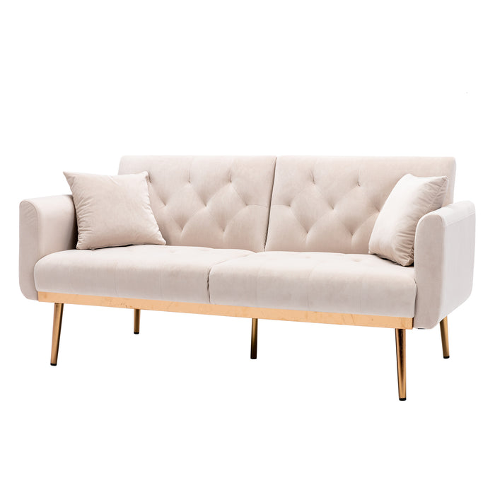 Velvet Sofa , Accent sofa .loveseat sofa with rose gold metal feet