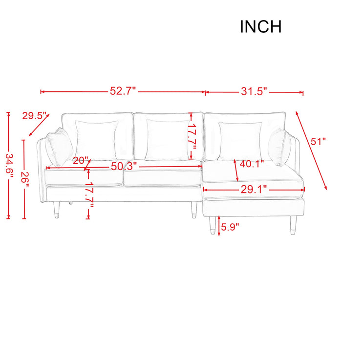 Reversible sectional sofa Light grey Soft Velvet fabric