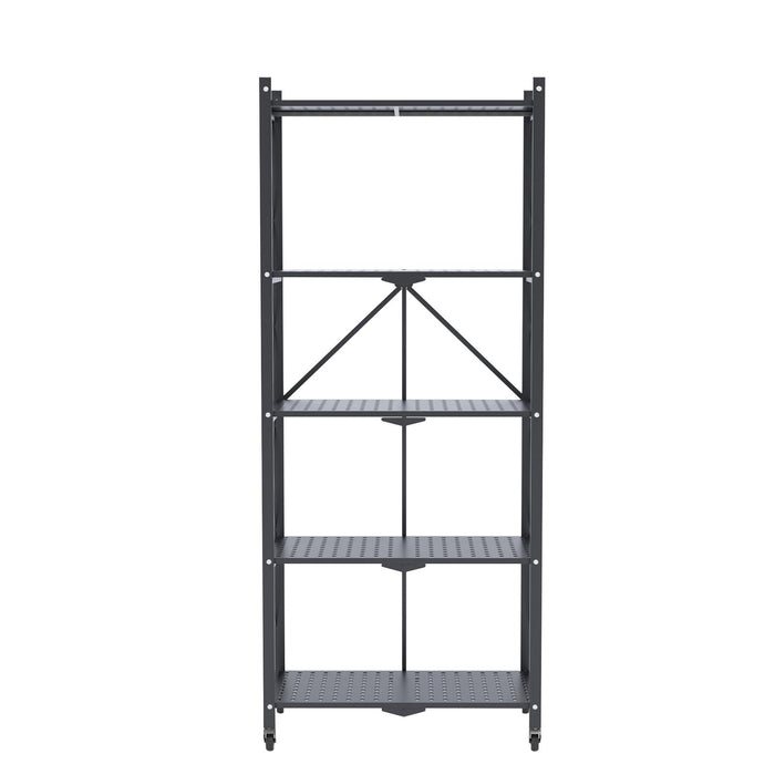 3/4/5-Tier Foldable Shelf, Heavy Duty Metal Rack Storage Shelving Units with Wheels, for Home Office Kitchen Garage,