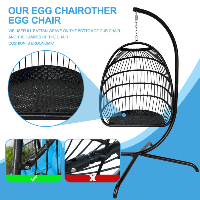 Swing Egg Chair with Stand Indoor Outdoor Rattan Basket Hanging Chair（Banned selling homedpot、lowes）