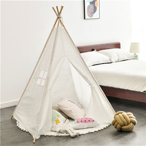 Teepee Tent for Kids - Play Tent for Boy Girl Indoor Outdoor Cotton Canvas Teepee