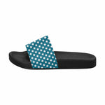 Uniquely You Mens Slide Sandals / Aqua Blue and White Stars