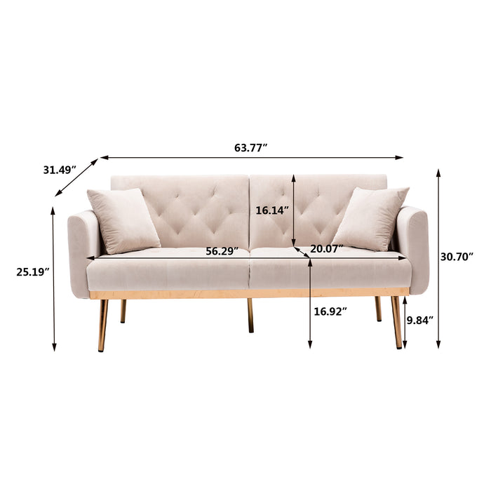 Velvet Sofa , Accent sofa .loveseat sofa with rose gold metal feet