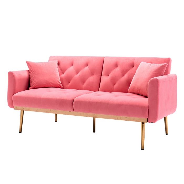 Velvet Sofa , Accent sofa .loveseat sofa with rose gold metal feet