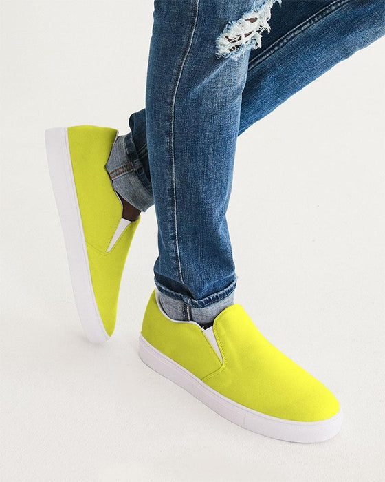 Mens Sneakers, Yellow Low Top Canvas Sports Shoes - O7Z475