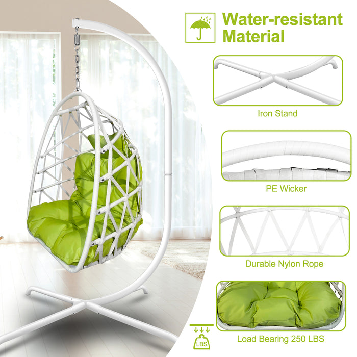 Swing Egg Chair with Stand Indoor Outdoor Rattan Basket Hanging Chair（Banned selling homedpot、lowes）