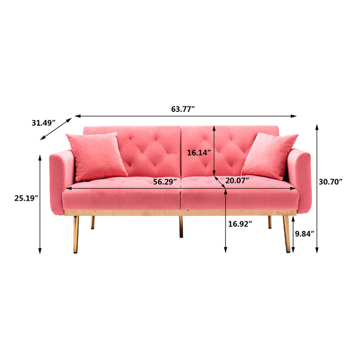 Velvet Sofa , Accent sofa .loveseat sofa with rose gold metal feet