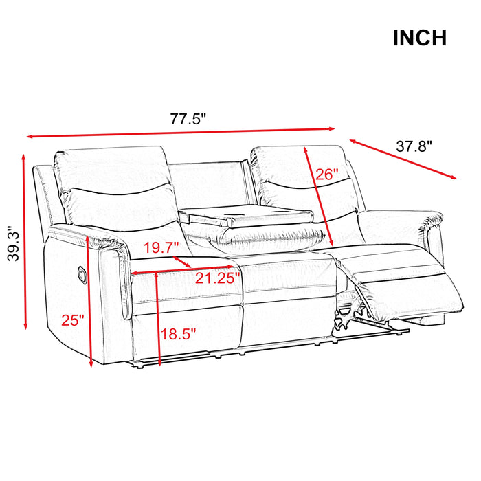 2 Piece Manual Recliner Living Room Set Grey BROWN PU(（This product is an oversized item / LTL )