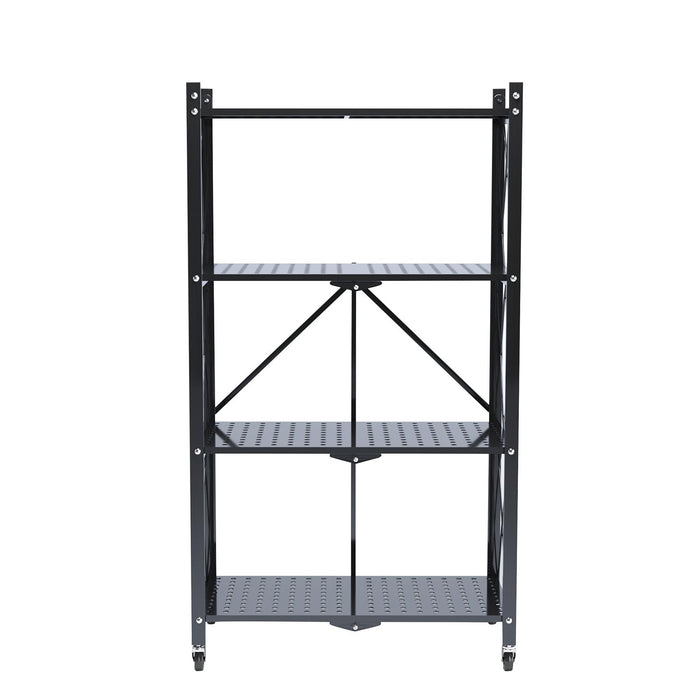 3/4/5-Tier Foldable Shelf, Heavy Duty Metal Rack Storage Shelving Units with Wheels, for Home Office Kitchen Garage,