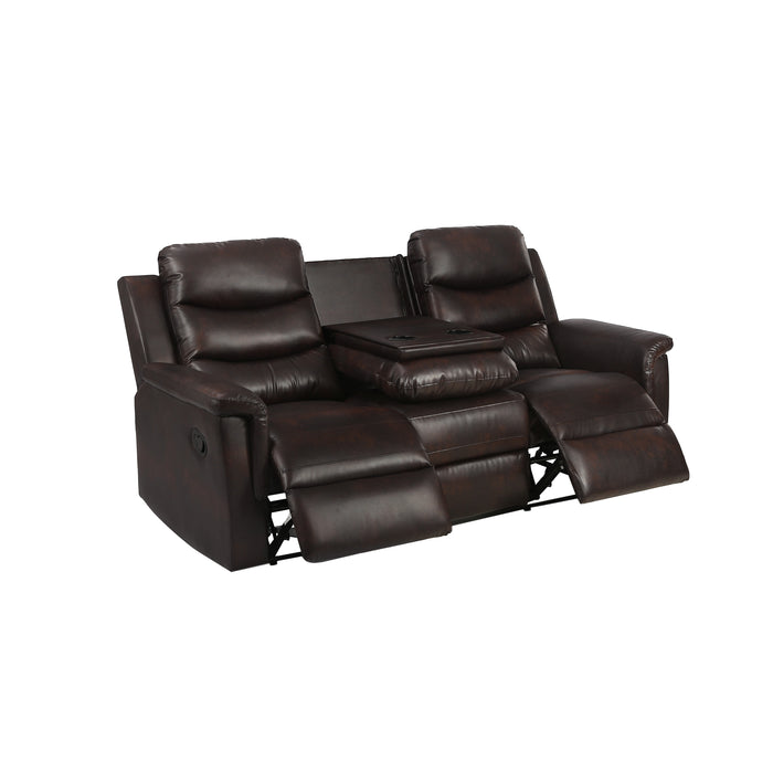 2 Piece Manual Recliner Living Room Set Grey BROWN PU(（This product is an oversized item / LTL )