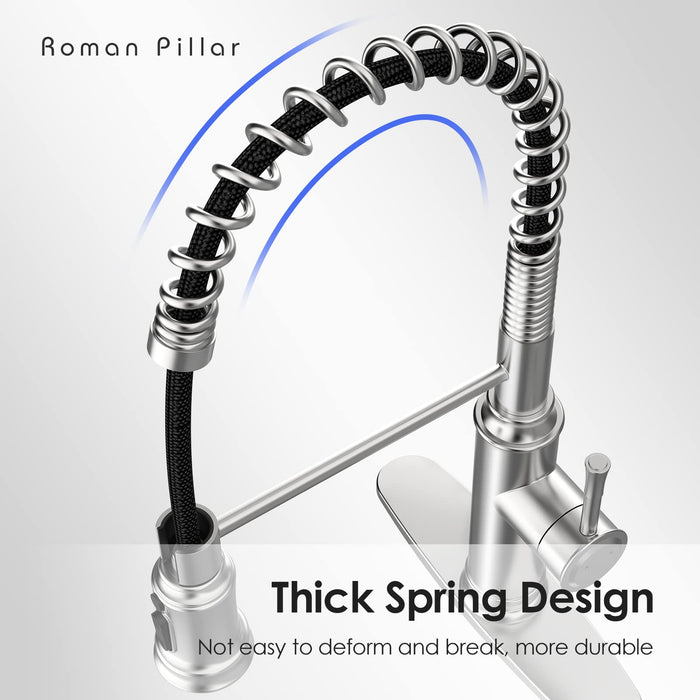 Spring Kitchen Sink Faucet with 3 Modes Pull Down Sprayer