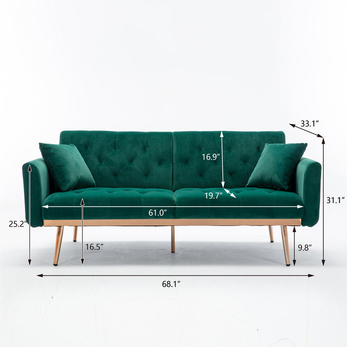 Velvet Sofa , Accent sofa .loveseat sofa with rose gold metal feet