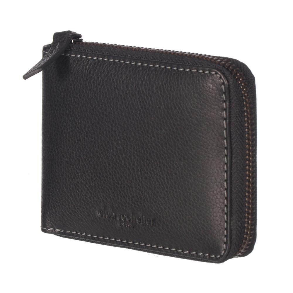 MENS FULL LEATHER ZIPPER AROUND WITH CENTER WING