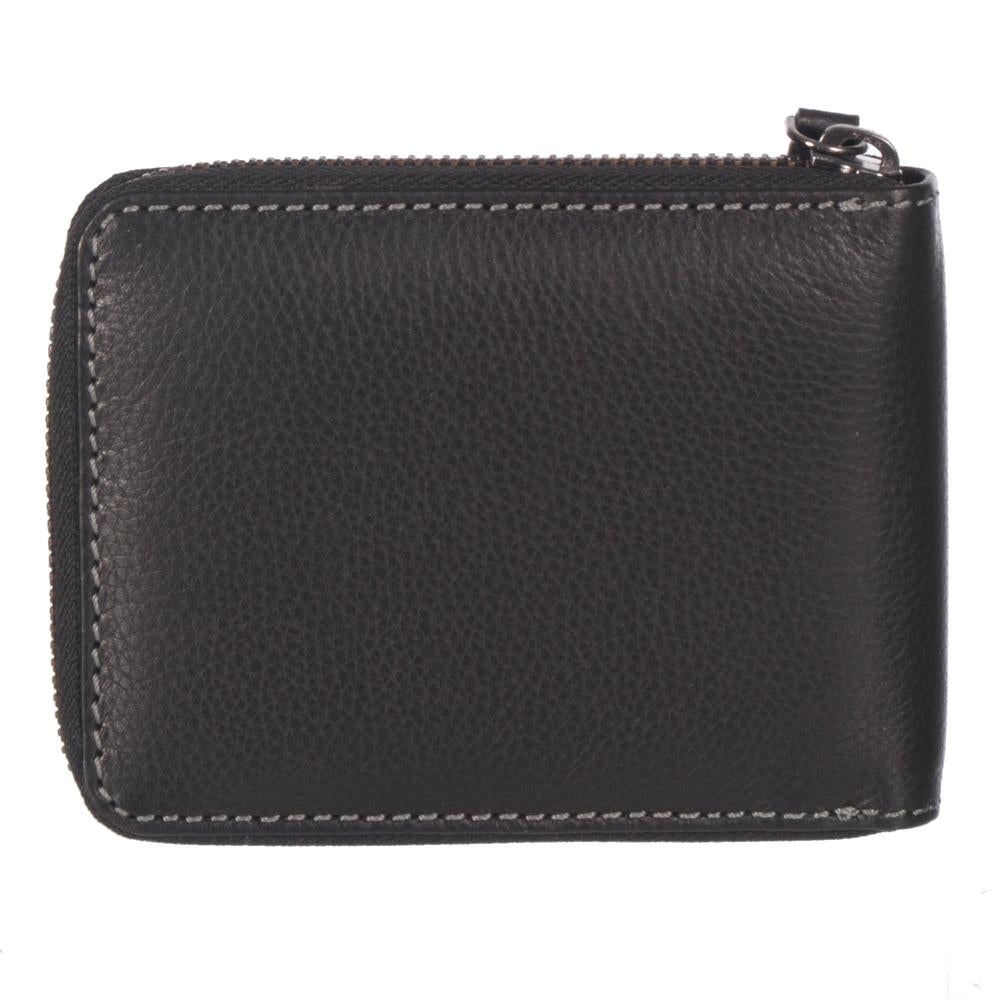 MENS FULL LEATHER ZIPPER AROUND WITH CENTER WING