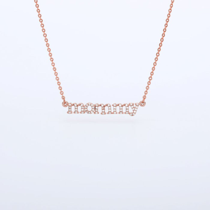 Crystal Pave CZ Letters mommy Pendant Necklace