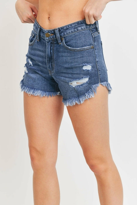 JBD CURVED FRAY HEM SHORT