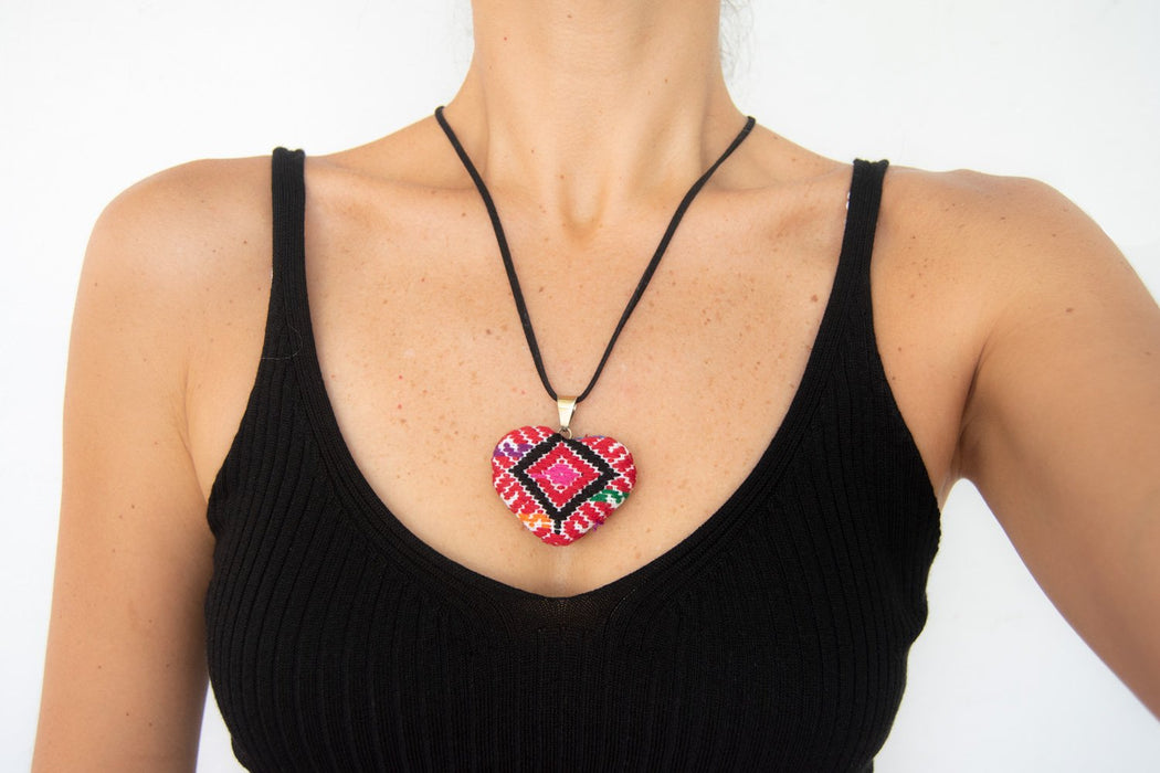 San Andres Heart Textile Necklace.