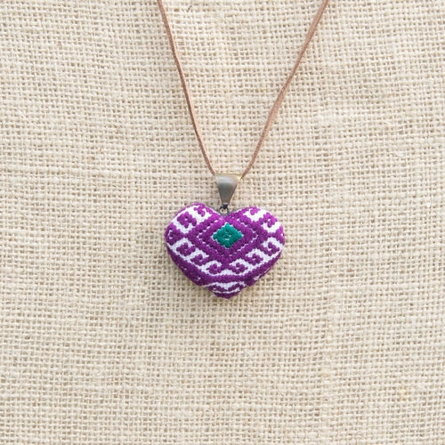 San Andres Heart Textile Necklace.