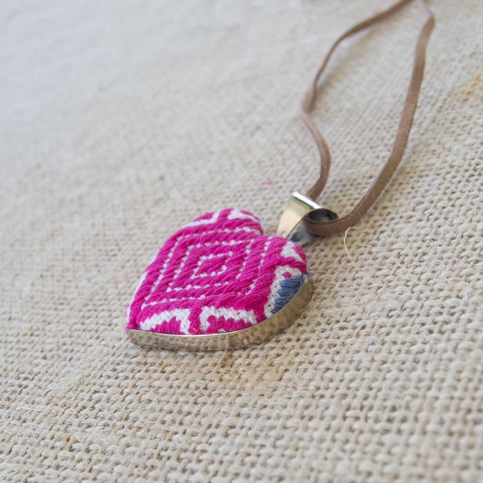 San Andres Heart Textile Necklace.