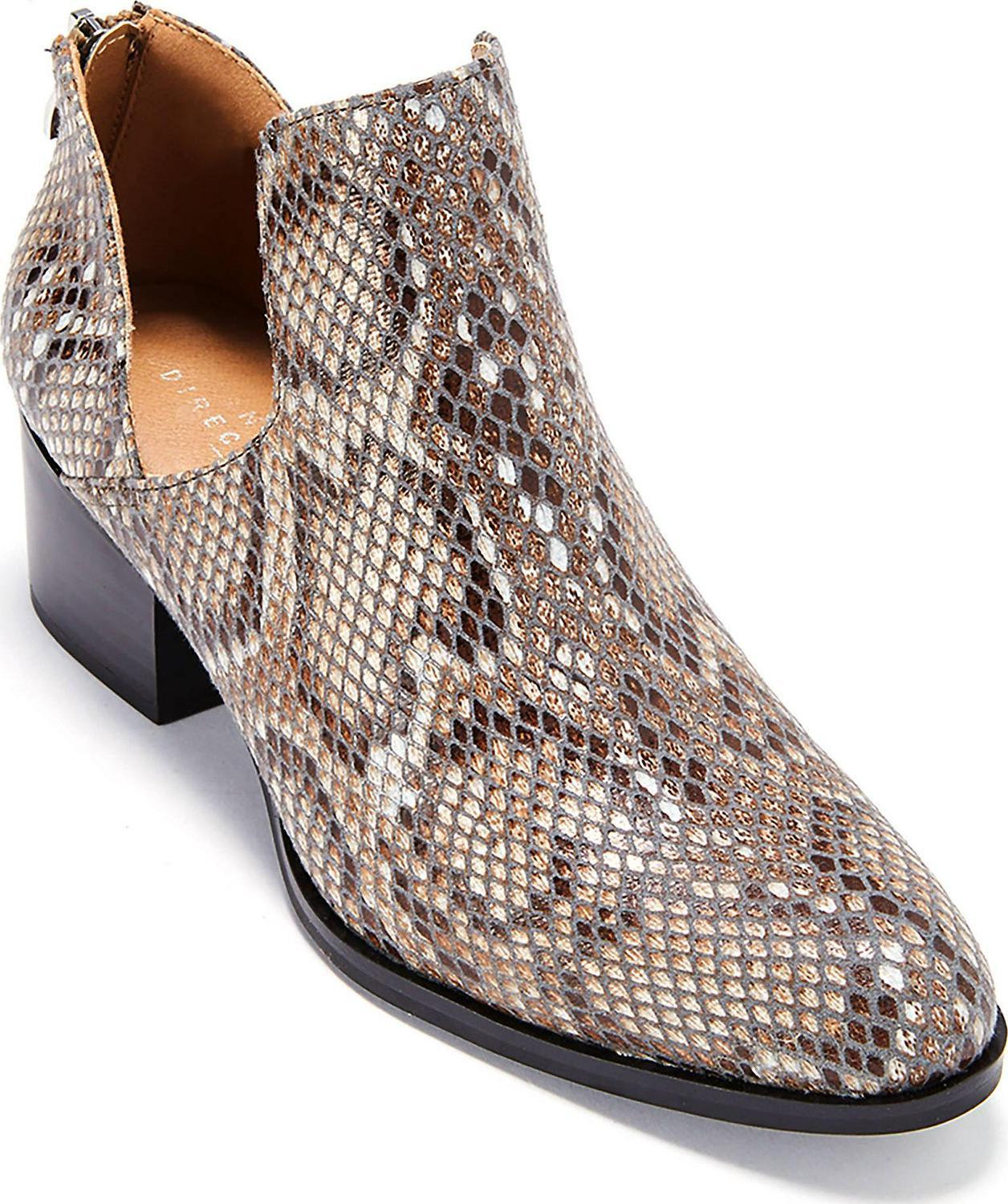 Womens Shoes - Low Heel Snakeskin Style / Beige Fredricka Booties /