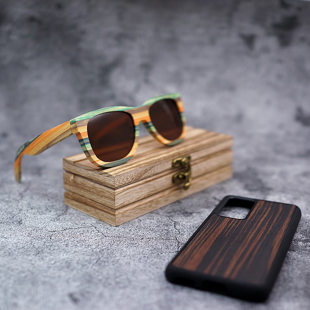 2020 Mens Sunglasses Polarized Bamboo Wood Mirror Lens Sun Glasses Women Brand Design Colorful Shades Handmade
