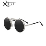 XIU Flip Up Steampunk Sunglasses Men Round Vintage Mens Sunglass Brand Designer Fashion Glasses UV400