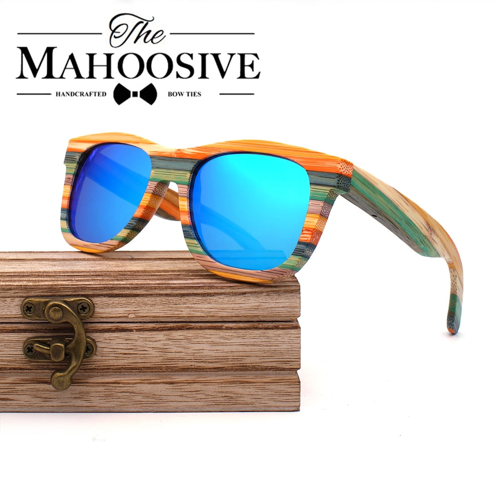 2020 Mens Sunglasses Polarized Bamboo Wood Mirror Lens Sun Glasses Women Brand Design Colorful Shades Handmade