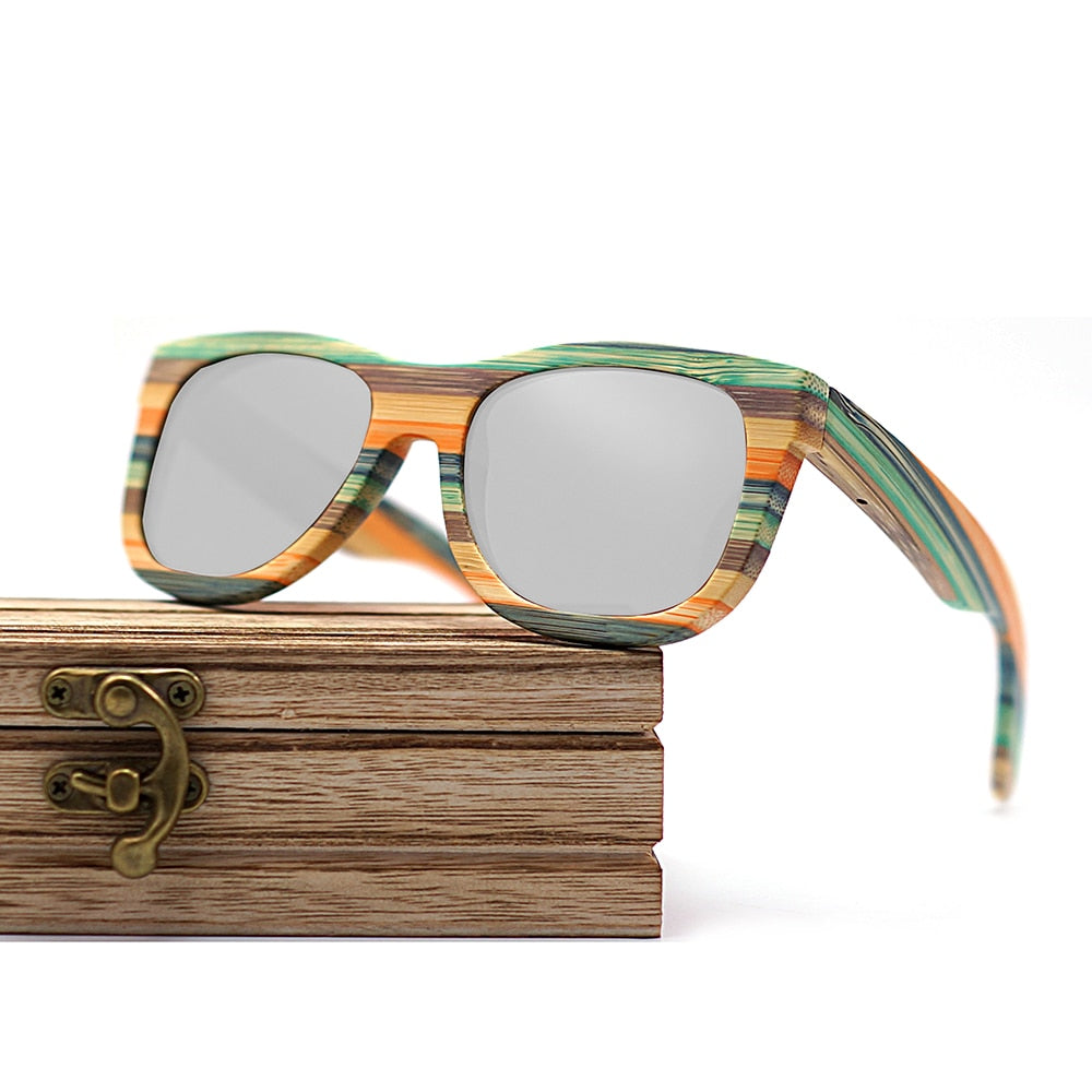 2020 Mens Sunglasses Polarized Bamboo Wood Mirror Lens Sun Glasses Women Brand Design Colorful Shades Handmade