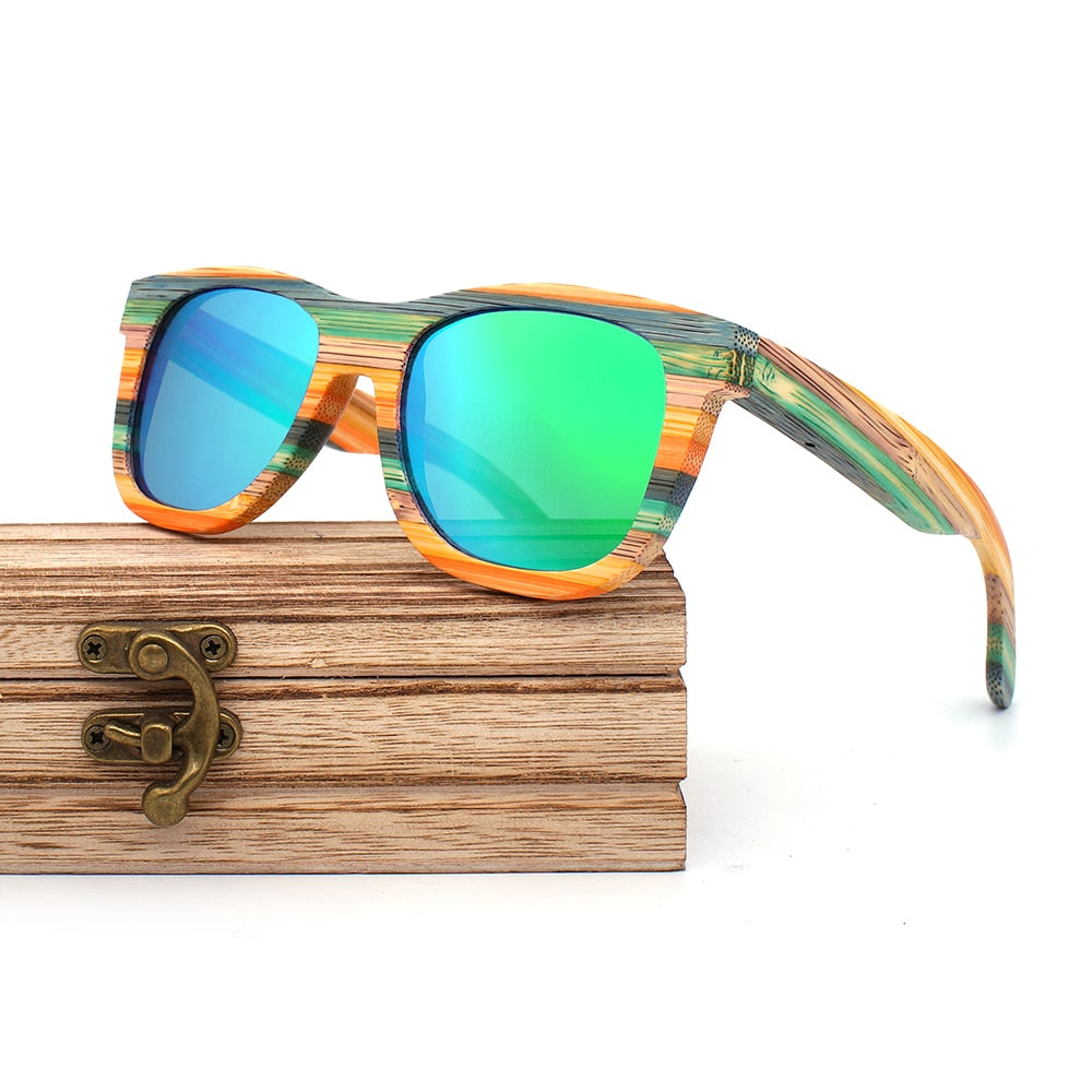 2020 Mens Sunglasses Polarized Bamboo Wood Mirror Lens Sun Glasses Women Brand Design Colorful Shades Handmade