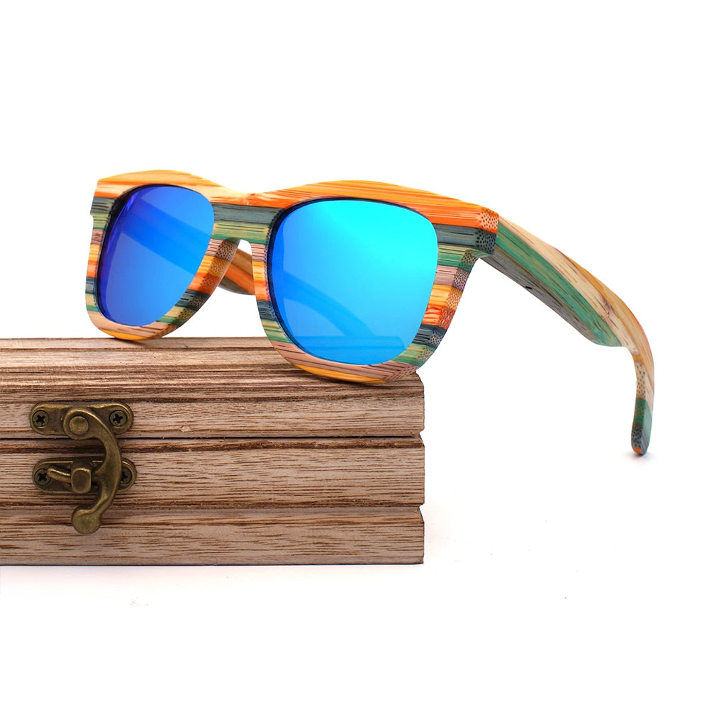 2020 Mens Sunglasses Polarized Bamboo Wood Mirror Lens Sun Glasses Women Brand Design Colorful Shades Handmade
