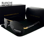 Blanche Michelle 2022 Vintage Pilot Sunglasses Men Polarized Sun Glasses Driving High Quality UV400 Sunglass okulary With Box
