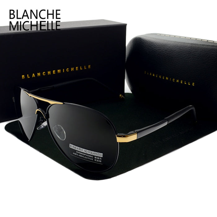 Blanche Michelle 2022 Vintage Pilot Sunglasses Men Polarized Sun Glasses Driving High Quality UV400 Sunglass okulary With Box