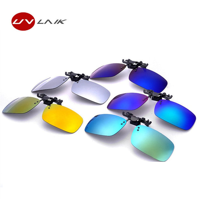 UVLAIK Mens Polarized Clip on Sunglasses Men Women Myopia Flip Up Sun Glasses Night Vision Driving Clip on Glasses