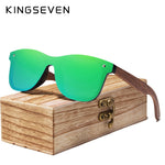 KINGSEVEN Mens Sunglasses Polarized Walnut Wood Mirror Lens Sun Glasses Women Brand Design Colorful Shades Handmade