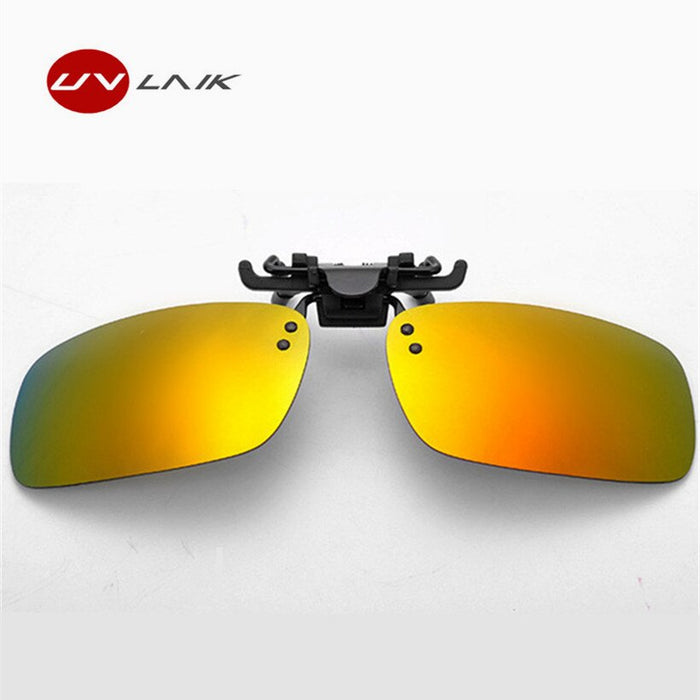 UVLAIK Mens Polarized Clip on Sunglasses Men Women Myopia Flip Up Sun Glasses Night Vision Driving Clip on Glasses