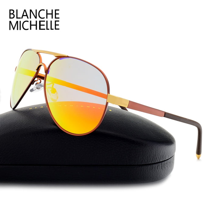 Blanche Michelle 2022 Vintage Pilot Sunglasses Men Polarized Sun Glasses Driving High Quality UV400 Sunglass okulary With Box