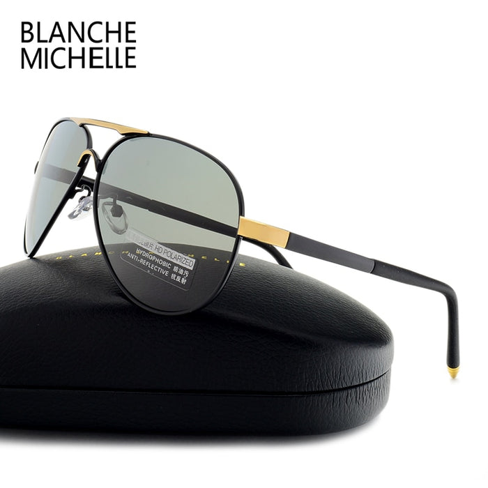 Blanche Michelle 2022 Vintage Pilot Sunglasses Men Polarized Sun Glasses Driving High Quality UV400 Sunglass okulary With Box