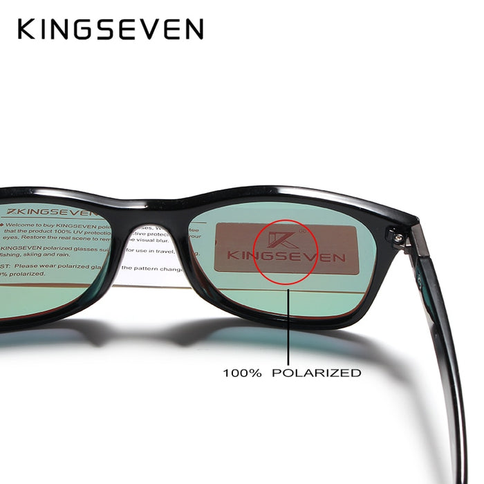 KINGSEVEN Brand Classic Mens Polarized Square Sunglasses Mirror Lens Unisex Sun Glasses Black Frame Eyewear