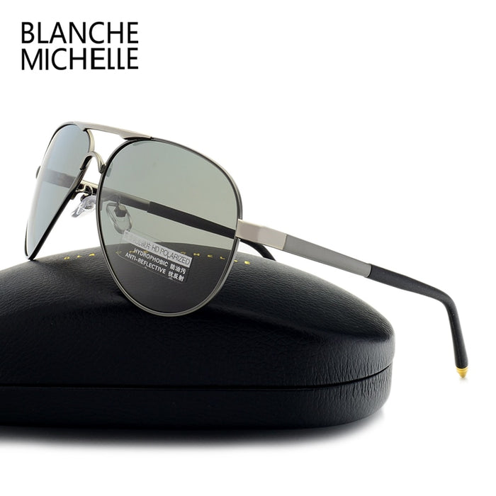 Blanche Michelle 2022 Vintage Pilot Sunglasses Men Polarized Sun Glasses Driving High Quality UV400 Sunglass okulary With Box