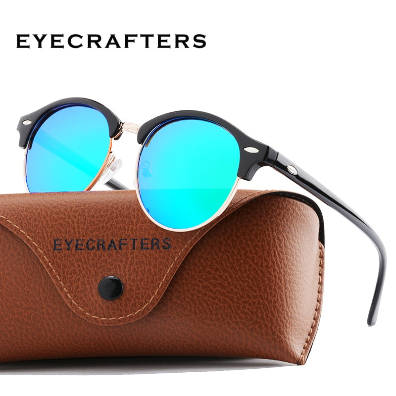 2020 Polarized Round Sunglasses Mens Womens Brand Designer Club Round Glasses Classic Sun glasses Driving Semi Rimless Eyewear