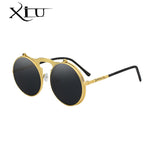 XIU Flip Up Steampunk Sunglasses Men Round Vintage Mens Sunglass Brand Designer Fashion Glasses UV400