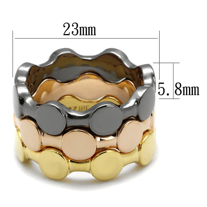 LO3926 - Tricolor Brass Ring with No Stone