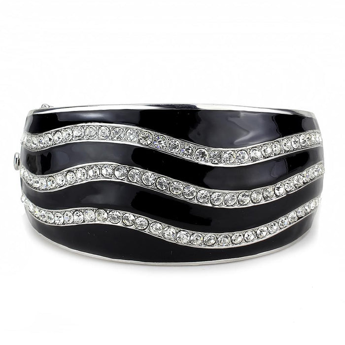 LO4278 Rhodium Brass Bangle with Top Grade Crystal